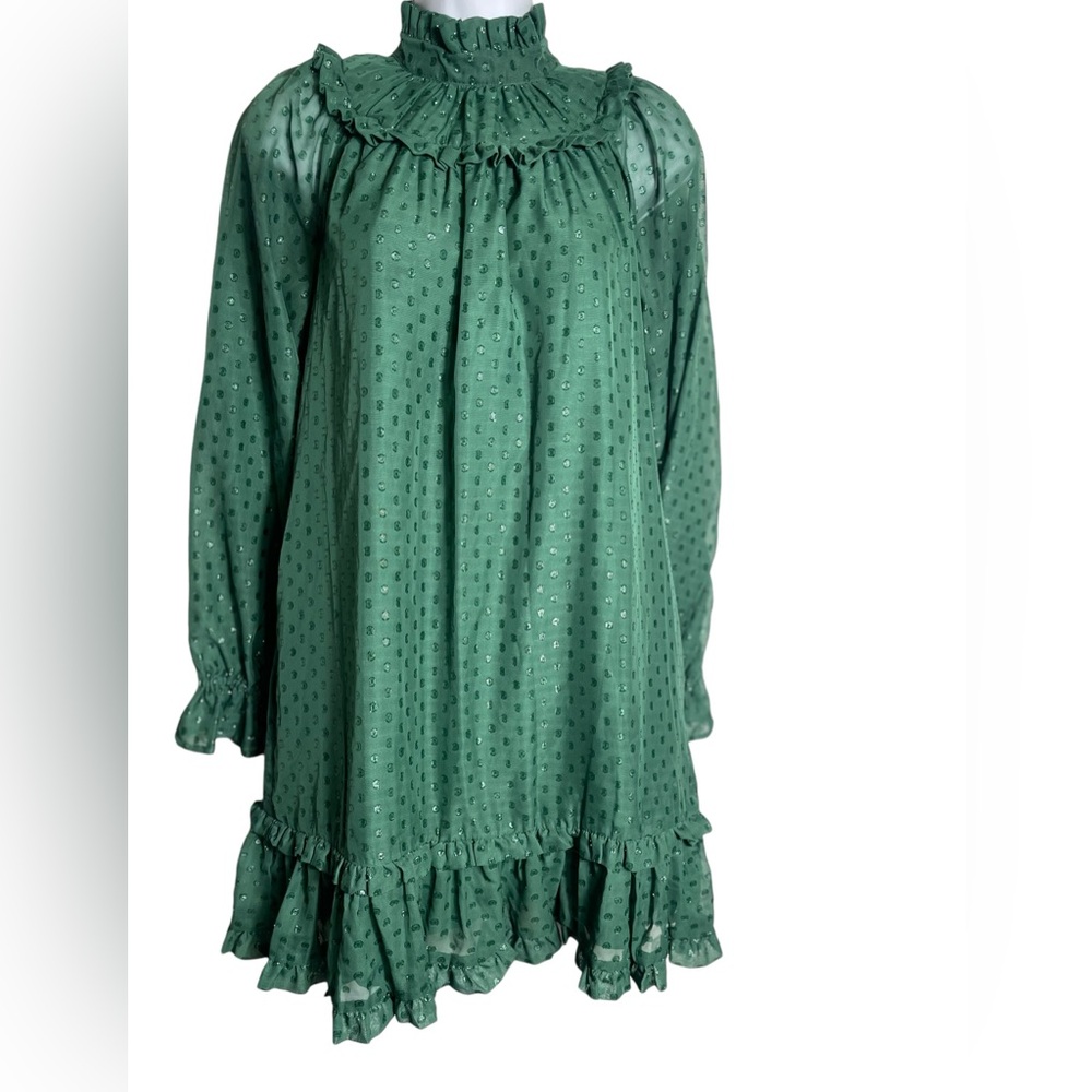 LDT dress SIZE 2 Stunning green dress with sheer sleeves